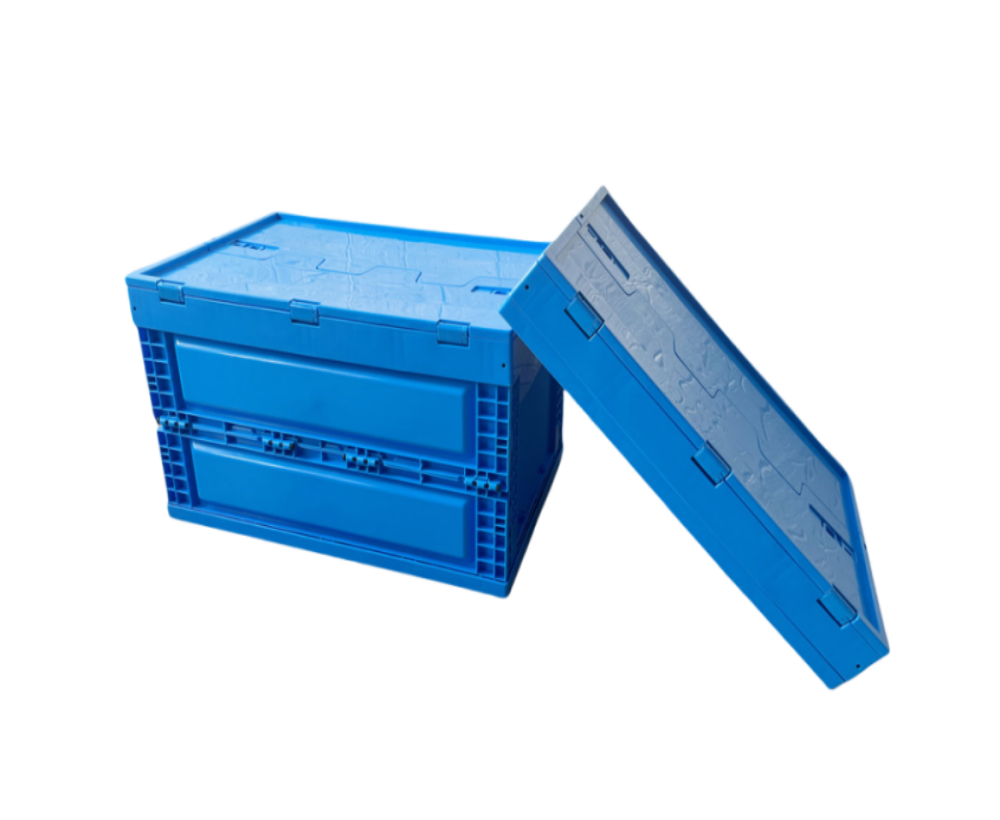 Plastic folding crate