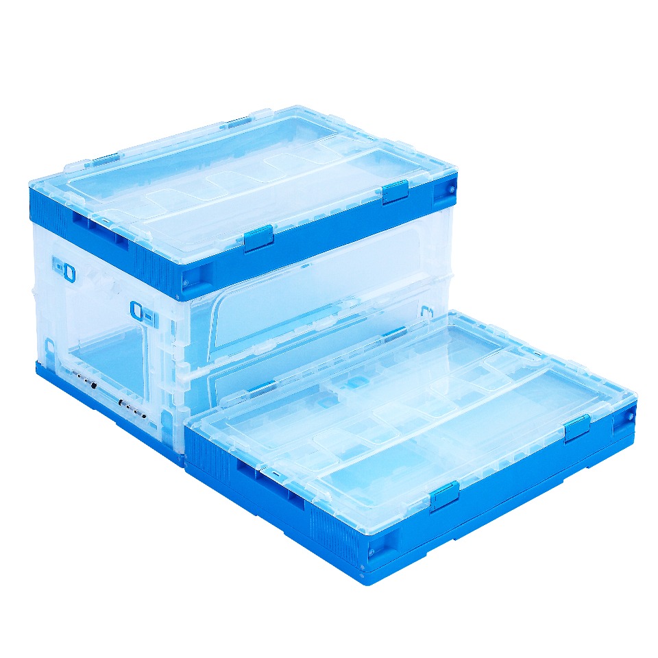 QUANYUN Recyclable Rectangle Plastic Storage Bins Foldable & Stackable Logistics Crate XS5336335CDK