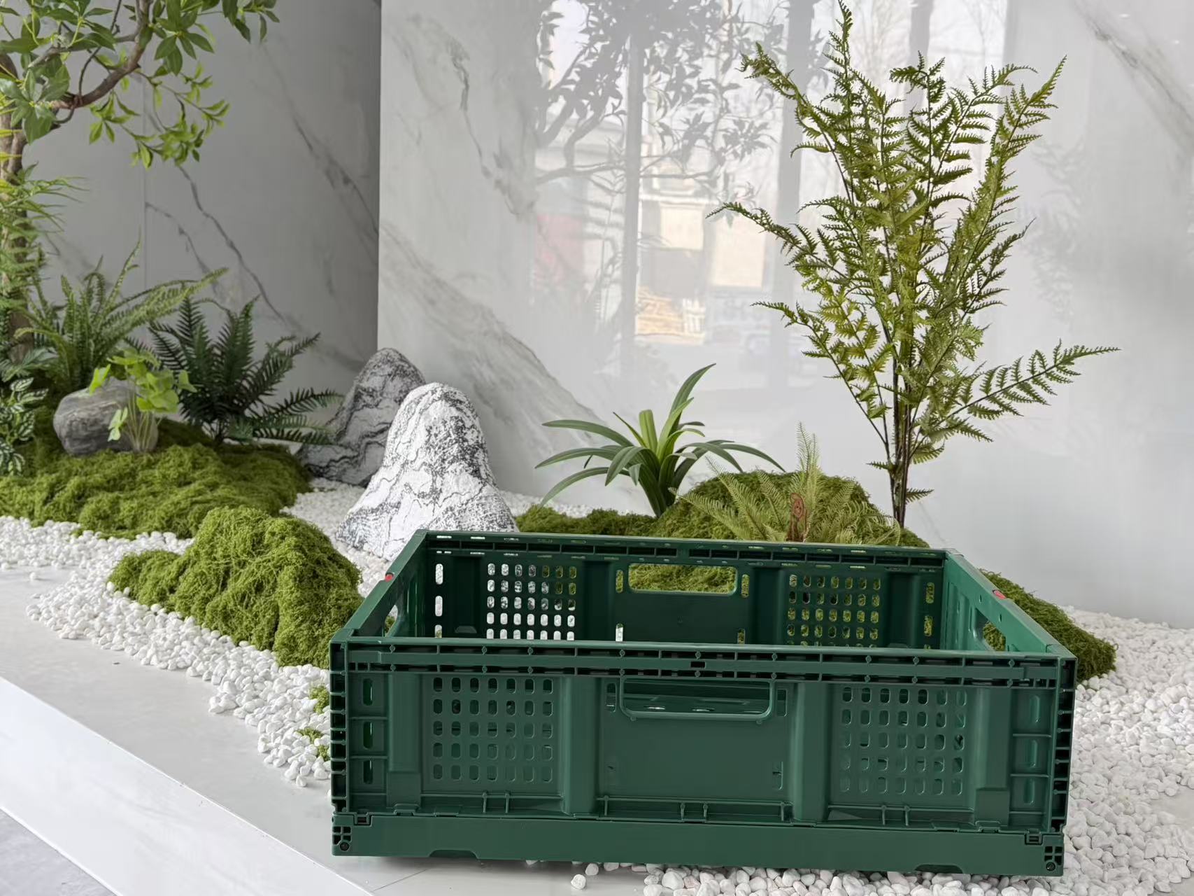 QUANYUN Foldable Logistics Storage Crate Efficient Produce Basket TY6040235W-S